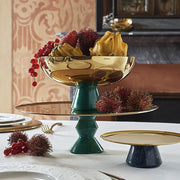 Madame Footed Stand, PVD Gold with Green Base by Sambonet Cake Plate Sambonet 