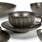 Inku Stoneware Ribbed Bowl M, Green, 5 oz., 4.3", Set of 4 by Sergio Herman for Serax Dinnerware Serax