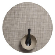 Chilewich: Basketweave Woven Vinyl Placemats Sets of 4 & Runners Placemat Chilewich Round 15" dia. Khaki BW 