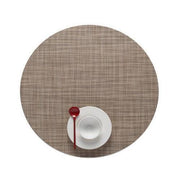 Chilewich: Woven Vinyl Mini Basketweave Placemats, Sets of 4 Placemat Chilewich Round (15" dia.) Linen 