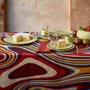 Multi-Color Waves Linen Sateen Tablecloth by L'Objet Tablecloths L'Objet 