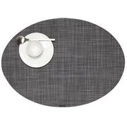Chilewich: Woven Vinyl Mini Basketweave Placemats, Sets of 4 Placemat Chilewich Oval (14" x 19.25") Cool Grey 