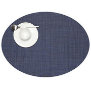Chilewich: Woven Vinyl Mini Basketweave Placemats, Sets of 4 Placemat Chilewich Oval (14" x 19.25") Indigo 