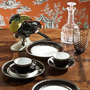 Lotos Ibis Black Saucer for 5.4 oz. High Coffee or Teacup by Wolfgang von Wersin for Nymphenburg Porcelain Dinnerware Nymphenburg Porcelain