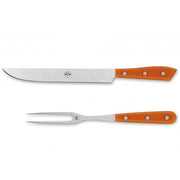 Compendio Carving Sets with Polished Blades and Lucite Handles by Berti Carving Set Berti Orange Lucite 