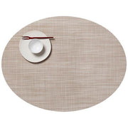 Chilewich: Woven Vinyl Mini Basketweave Placemats, Sets of 4 Placemat Chilewich Oval (14" x 19.25") Parchment 