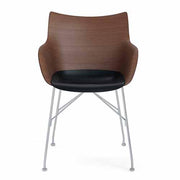 Q/Wood Chair by Philippe Starck for Kartell Chair Kartell Basic Veneer Dark Wood Black Seat Chrome