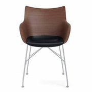 Q/Wood Chair by Philippe Starck for Kartell Chair Kartell Basic Veneer Dark Wood Black Seat Chrome 