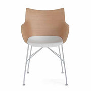 Q/Wood Chair by Philippe Starck for Kartell Chair Kartell Basic Veneer Light Wood White Seat Chrome