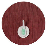 Chilewich: Bamboo Woven Vinyl Placemats, Set of 4 Placemat Chilewich Round 15" Dia. Cranberry 