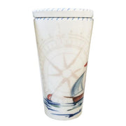 Sailboat Ceramic Glass with Lid/Coaster, 6", Set of 4 by Abbiamo Tutto Dinnerware Abbiamo Tutto