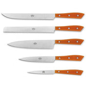 Compendio Kitchen Knives with Polished Blades and Lucite Handles, Set of 5 by Berti Knive Set Berti