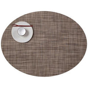 Chilewich: Woven Vinyl Mini Basketweave Placemats, Sets of 4 Placemat Chilewich Oval (14" x 19.25") Soapstone 