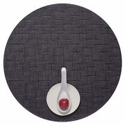 Chilewich: Bamboo Woven Vinyl Placemats, Set of 4 Placemat Chilewich Round 15" Dia. Jet Black 