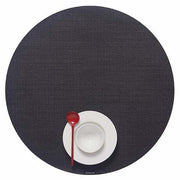 Chilewich: Woven Vinyl Mini Basketweave Placemats, Sets of 4 Placemat Chilewich Round (15" dia.) Black 