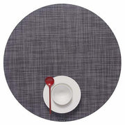 Chilewich: Woven Vinyl Mini Basketweave Placemats, Sets of 4 Placemat Chilewich Round (15" dia.) Cool Grey 