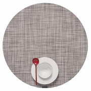 Chilewich: Woven Vinyl Mini Basketweave Placemats, Sets of 4 Placemat Chilewich Round (15" dia.) Gravel 