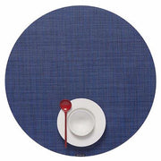 Chilewich: Woven Vinyl Mini Basketweave Placemats, Sets of 4 Placemat Chilewich Round (15" dia.) Indigo 