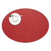 Chilewich: Woven Vinyl Mini Basketweave Placemats, Sets of 4 Placemat Chilewich Oval (14" x 19.25") Pimento 