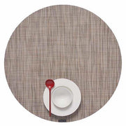 Chilewich: Woven Vinyl Mini Basketweave Placemats, Sets of 4 Placemat Chilewich Round (15" dia.) Soapstone 
