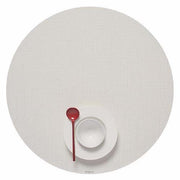 Chilewich: Woven Vinyl Mini Basketweave Placemats, Sets of 4 Placemat Chilewich Round (15" dia.) White 