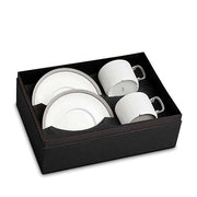 Soie Tressee Platinum Tea Cup & Saucer, Set of 2 by L'Objet Dinnerware L'Objet 