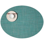 Chilewich: Woven Vinyl Mini Basketweave Placemats, Sets of 4 Placemat Chilewich Oval (14" x 19.25") Turquoise 