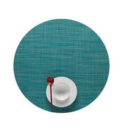 Chilewich: Woven Vinyl Mini Basketweave Placemats, Sets of 4 Placemat Chilewich Round (15" dia.) Turquoise 