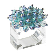 Zinnia Flower Form Napkin Rings, Set of 4 by Kim Seybert Napkin Rings Kim Seybert Blue & Green 