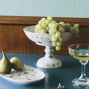 Green Fluted Plain Porcelain Bowl on High Foot by Royal Copenhagen