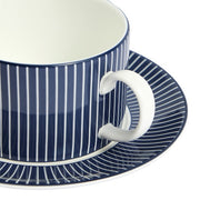 Gio Pinstripe Blue Teacup & Saucer, 7.4 oz. by Wedgwood