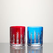 US250 Red & Blue Double Old Fashioned Glasses, Set of 2, 11.5 oz. by Waterford