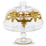 Vetro Glass and Gold Cake Stand with Dome, 10.5" Dia. by Arte Italica Dinnerware Arte Italica 