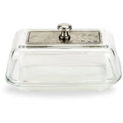 Vintage Glass and Pewter Butter Dish by Arte Italica Arte Italica 