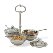 Match Italian Pewter Condiment Caddy Set with Lids & Spoons