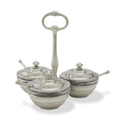 Match Italian Pewter Condiment Caddy Set with Lids & Spoons