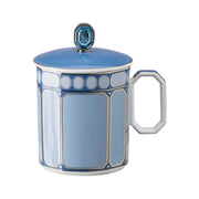 Signum Azure Blue Porcelain Mug with Lid, 13 oz. by Swarovski x Rosenthal Mug Rosenthal 