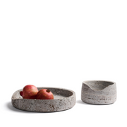 When Objects Work Gentle Wave 14" Decorative Bowl, Travertine by Guillaume Lopez
