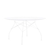 Kartell: Glossy Round Outdoor Table, White Base, 50.4" Furniture Kartell White Top 