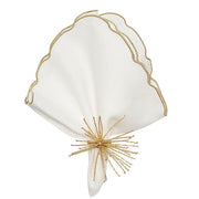 Kim Seybert Lumiance White & Gold Linen Napkins, Set of 4, 21” Cloth Napkins Kim Seybert 