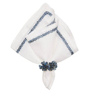 Kim Seybert Jardin White & Blue Linen Napkins, Set of 4, 21” Cloth Napkins Kim Seybert 