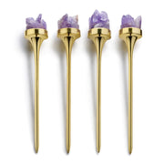 Anna New York Hospitality Gold and Amethyst Cocktail Picks, Set of 4 Ice Buckets Anna 