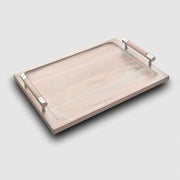 Mary Jurek Sierra Rectangular Whitewashed Wood Tray with Handles, 17" Mary Jurek Design 