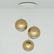 Tom Dixon Mirror Ball Round LED 16" Trio Pendant System Chandelier Lighting Tom Dixon Gold 