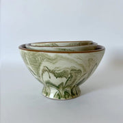 Swirled Green Moroccan Ceramic Bowl, 7:" dia. La Vie Nomade 