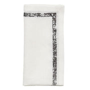 Kim Seybert Impression White & Gunmetal Grey Linen Napkins, Set of 4, 21” Cloth Napkins Kim Seybert 