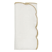 Kim Seybert Lumiance White & Gold Linen Napkins, Set of 4, 21” Cloth Napkins Kim Seybert 