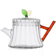 Reverse view of Ichendorf Milano Greenwood Clear Glass Teapot with Colored Twig Handle, 28.4 oz.