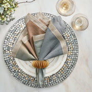Kim Seybert Capiz Shell Mosaic Grey and Taupe Round Placemat, 15", Set of 4 Placemat Kim Seybert 