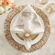 Kim Seybert Ray Gold and Crystal Round Placemat, 15", Set of 2 Placemat Kim Seybert 